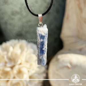 Crystal Pendant - Blue Kyanite Rough with electroplated bail crystal zen design at GAIA CENTER Crystal Shop CYPRUS. Crystal jewellery and crystal pendants at Gaia Center crystal shop in Cyprus. Order online top quality crystals, Cyprus islandwide delivery: Limassol, Larnaca, Paphos, Nicosia. Europe and Worldwide shipping.