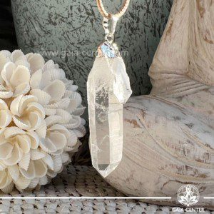 Crystal Pendant - Rock Clear Quartz point crystal Metal Cap design at GAIA CENTER Crystal Shop CYPRUS. Crystal jewellery and crystal pendants at Gaia Center crystal shop in Cyprus. Order online top quality crystals, Cyprus islandwide delivery: Limassol, Larnaca, Paphos, Nicosia. Europe and Worldwide shipping.