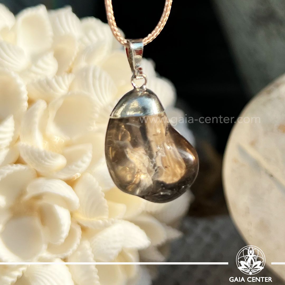 Crystal Pendant - Smoky Quartz crystal floral design at GAIA CENTER Crystal Shop CYPRUS. Crystal jewellery and crystal pendants at Gaia Center crystal shop in Cyprus. Order online top quality crystals, Cyprus islandwide delivery: Limassol, Larnaca, Paphos, Nicosia. Europe and Worldwide shipping.