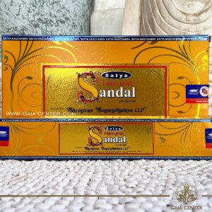 Aroma Incense Sticks Natural Sandalwood fragrance by Satya brand. 15grams incense pack. Selection of natural incense sticks at GAIA CENTER | Crystals and Incense aroma shop in Cyprus. Order incense sticks and aroma burners online, Cyprus islandwide delivery: Nicosia, Paphos, Limassol, Larnaca