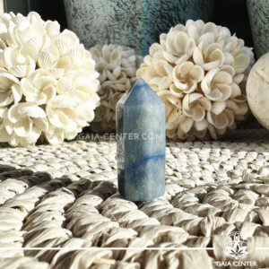 Blue Quartz Crystal Obelisk polished point tower. Crystal points, towers and obelisks selection at Gaia Center in Cyprus. Order online, Cyprus islandwide delivery: Limassol, Larnaca, Paphos, Nicosia. Europe and Worldwide shipping.