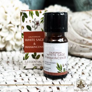 Pure Essential Oil Blend White Sage and Frankincense 10ml. 100% natural and therapeutic grade. For Aroma diffusers and oil burners. Gaia Center Shop in Cyprus. Order essentail aroma oils online: Cyprus islandwide delivery: Limassol, Nicosia, Paphos, Larnaca. Europe and worldwide shipping.