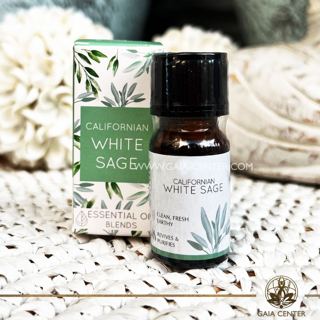 Pure Essential Oil Blend White Sage 10ml. 100% natural and therapeutic grade. For Aroma diffusers and oil burners. Gaia Center Shop in Cyprus. Order essentail aroma oils online: Cyprus islandwide delivery: Limassol, Nicosia, Paphos, Larnaca. Europe and worldwide shipping.