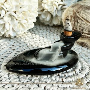 Backflow Incense Burner - Zen black ceramic incense fountain Backflow incense burners an Backflow dhoop cones selection at Gaia Center | Incense Aroma & Crystal shop in Cyprus. Order online, Cyprus islandwide delivery: Limassol, Larnaca, Nicosia, Paphos. Europe and worldwide shipping.