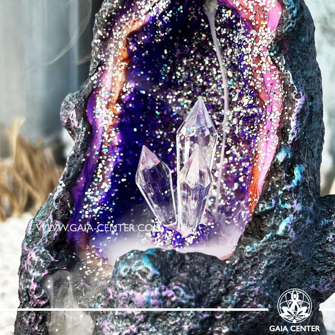 Backflow Incense Burner fountain Crystal Cave. Backflow incense burners an Backflow dhoop cones selection at Gaia Center | Incense Aroma shop in Cyprus.
