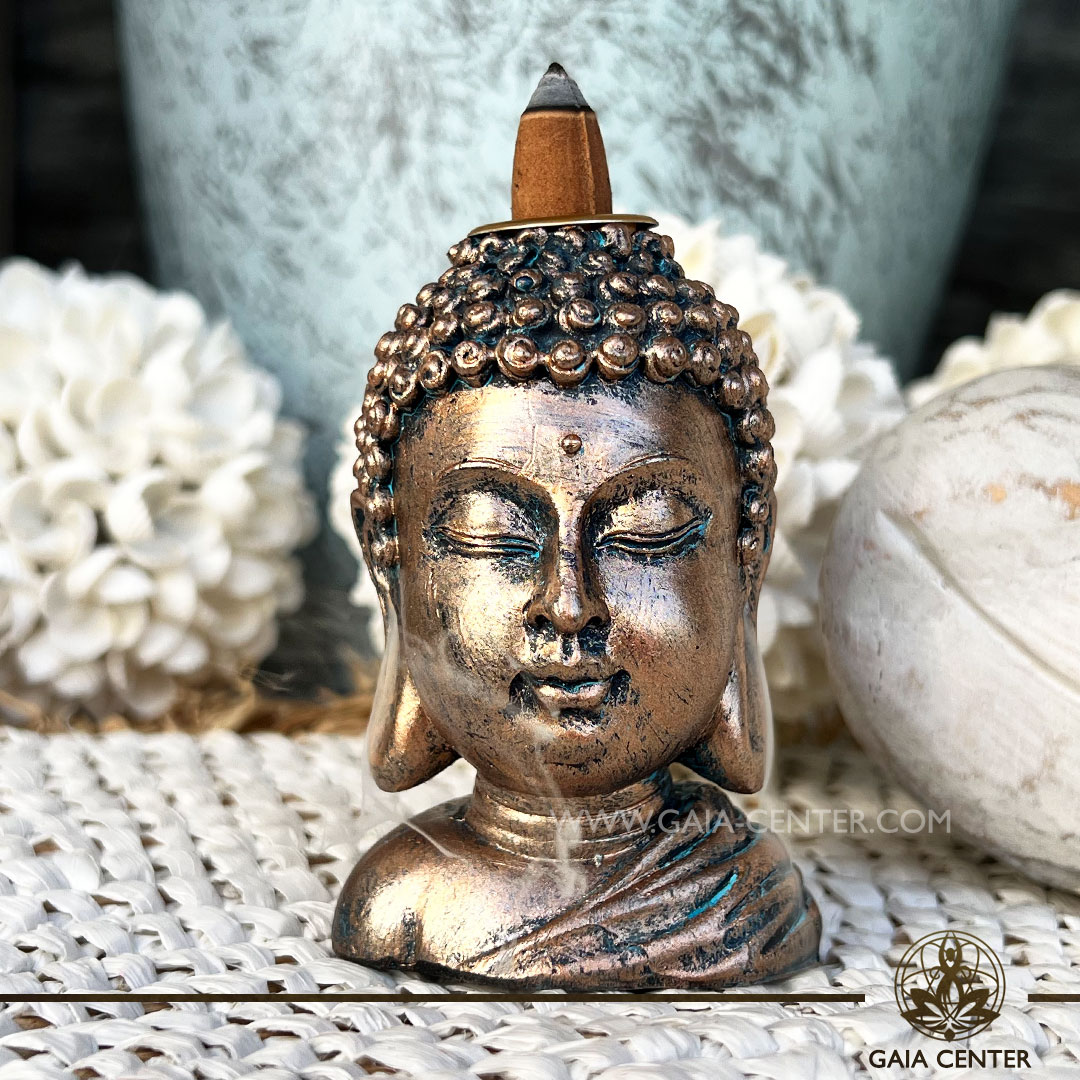 Backflow Incense Burner fountain Bronze Buddha. Backflow incense burners an Backflow dhoop cones selection at Gaia Center | Incense Aroma shop in Cyprus.