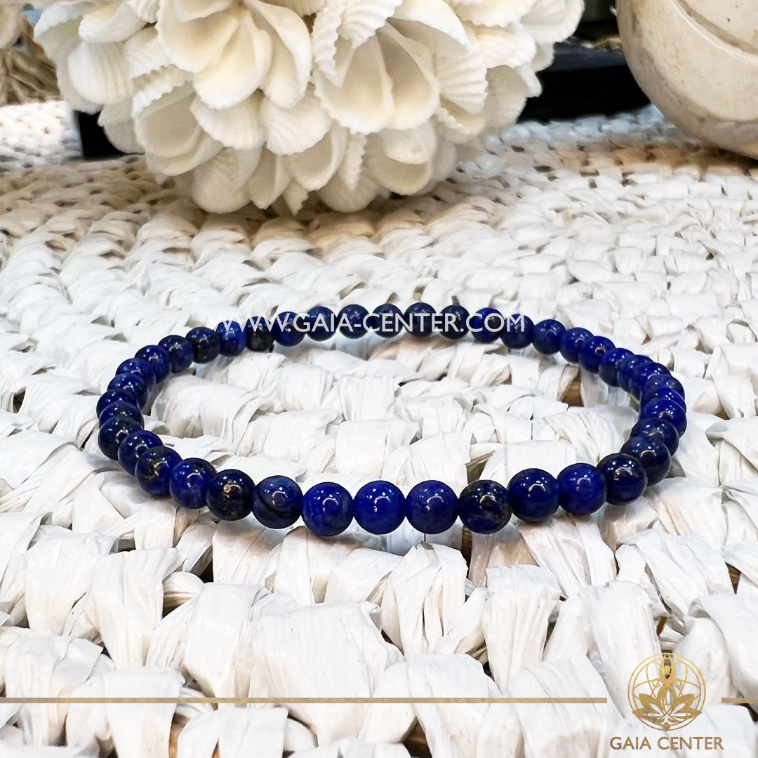 Crystal Bracelet Lapis Lazuli with Elastic string- made with 4mm gemstone beads. Crystal and Gemstone Jewellery Selection at Gaia Center in Cyprus. Order crystals online, Cyprus islandwide delivery: Limassol, Larnaca, Paphos, Nicosia. Europe and Worldwide shipping.