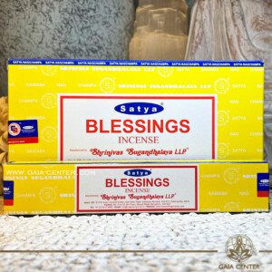 Aroma Incense Sticks Blessings fragrance by Satya brand. 15grams incense pack. Selection of natural incense sticks at GAIA CENTER | Crystals and Incense aroma shop in Cyprus. Order incense sticks and aroma burners online, Cyprus islandwide delivery: Nicosia, Paphos, Limassol, Larnaca