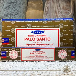 Aroma Incense Sticks Palo Santo Nag Champa fragrance by Satya brand. 15grams incense pack. Selection of natural incense sticks at GAIA CENTER | Crystals and Incense aroma shop in Cyprus. Order incense sticks and aroma burners online, Cyprus islandwide delivery: Nicosia, Paphos, Limassol, Larnaca