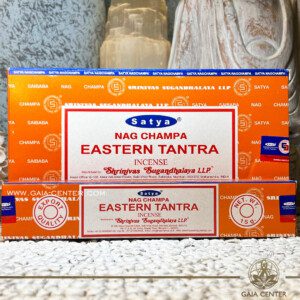 Aroma Incense Sticks Eastern Tantra Nag Champa fragrance by Satya brand. 15grams incense pack. Selection of natural incense sticks at GAIA CENTER | Crystals and Incense aroma shop in Cyprus. Order incense sticks and aroma burners online, Cyprus islandwide delivery: Nicosia, Paphos, Limassol, Larnaca