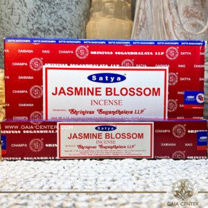 Aroma Incense Sticks Jasmine Blossom fragrance by Satya brand. 15grams incense pack. Selection of natural incense sticks at GAIA CENTER | Crystals and Incense aroma shop in Cyprus. Order incense sticks and aroma burners online, Cyprus islandwide delivery: Nicosia, Paphos, Limassol, Larnaca