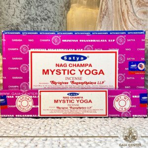 Aroma Incense Sticks Mystic Yoga Nag Champa fragrance by Satya brand. 15grams incense pack. Selection of natural incense sticks at GAIA CENTER | Crystals and Incense aroma shop in Cyprus. Order incense sticks and aroma burners online, Cyprus islandwide delivery: Nicosia, Paphos, Limassol, Larnaca