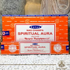 Aroma Incense Sticks Spiritual Aura Nag Champa fragrance by Satya brand. 15grams incense pack. Selection of natural incense sticks at GAIA CENTER | Crystals and Incense aroma shop in Cyprus. Order incense sticks and aroma burners online, Cyprus islandwide delivery: Nicosia, Paphos, Limassol, Larnaca