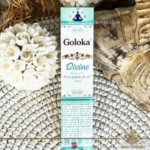 Incense Natural Aroma Incense Sticks Goloka Divine. 15g incense sticks in a pack. Order incense sticks, cones, aroma incense holders and burners online at Gaia Center | Aroma Incense Crystal Shop in Cyprus. Cyprus islandwide delivery: Limassol, Nicosia, Larnaca, Paphos. Europe & Worldwide delivery.