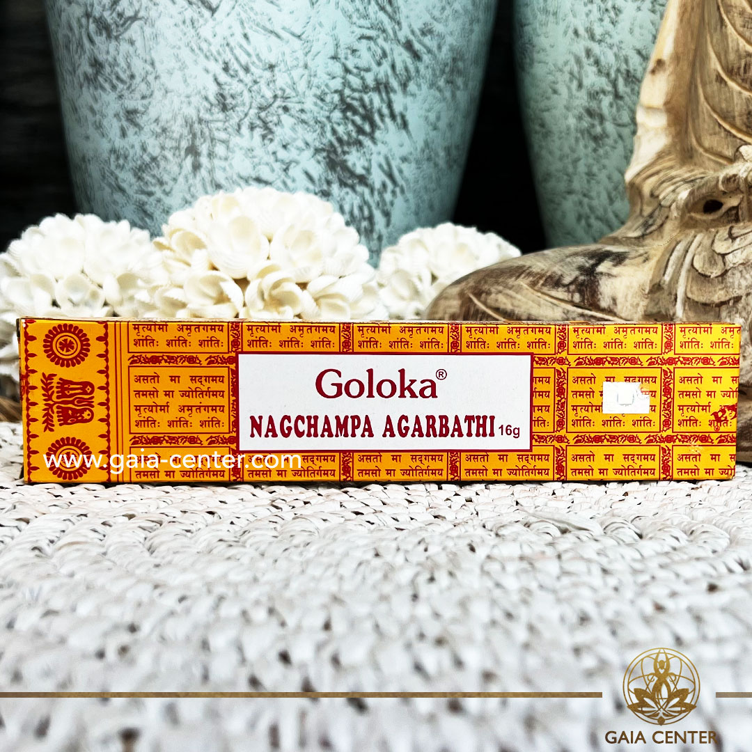 Incense Natural Aroma Incense Sticks Goloka Nagchampa Argabathi. 15g incense sticks in a pack. Order incense sticks, cones, aroma incense holders and burners online at Gaia Center | Aroma Incense Crystal Shop in Cyprus. Cyprus islandwide delivery: Limassol, Nicosia, Larnaca, Paphos. Europe & Worldwide delivery.