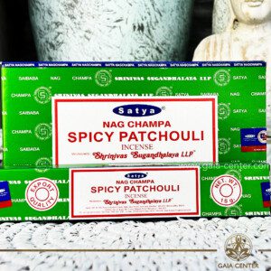 Incense Natural Aroma Incense Sticks Spicy Patchouli Satya. 15g incense sticks in a pack. Order online at Gaia Center | Aroma Incense Shop in Cyprus. Cyprus islandwide delivery: Limassol, Nicosia, Larnaca, Paphos. Europe & Worldwide delivery.