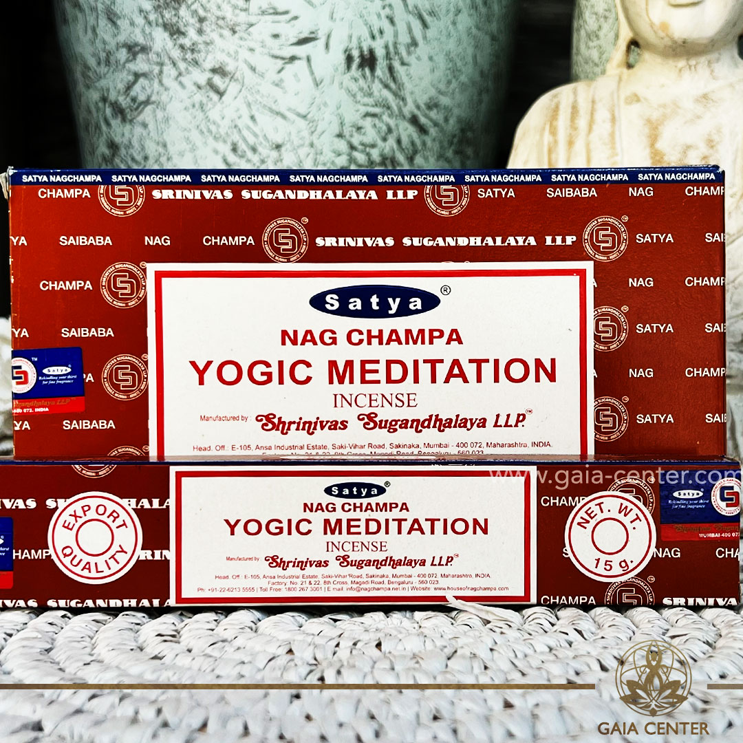 Incense Natural Aroma Incense Sticks Yogic Meditation Nag Champa Satya. 15g incense sticks in a pack. Order online at Gaia Center | Aroma Incense Shop in Cyprus. Cyprus islandwide delivery: Limassol, Nicosia, Larnaca, Paphos. Europe & Worldwide delivery.