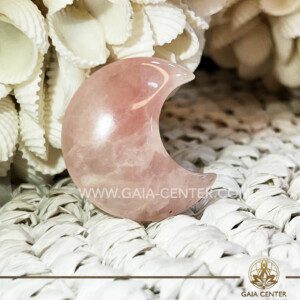 Crystal Moon Shape - Pink Rose Crystal Quartz. Crystals and Gemstone selection at Gaia Center Crystal Shop Cyprus. Shop online at https://gaia-center.com. Cyprus island delivery: Limassol, Nicosia, Paphos, Larnaca. Europe and Worldwide shipping.