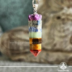 Crystal Pendant - 7 Chakra with metal bail design at GAIA CENTER Crystal Shop CYPRUS. Crystal jewellery and crystal pendants at Gaia Center crystal shop in Cyprus. Order online top quality crystals, Cyprus islandwide delivery: Limassol, Larnaca, Paphos, Nicosia. Europe and Worldwide shipping.