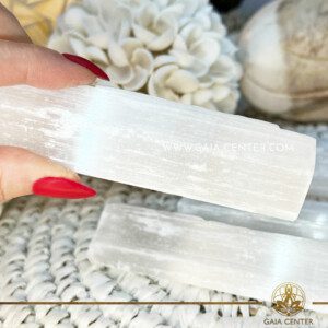 Crystal Bar - White Selenite Stick Rough mineral. Crystal and Gemstone selection at Gaia Center Crystal Shop Cyprus. Shop online at https://gaia-center.com. Cyprus island delivery: Limassol, Nicosia, Paphos, Larnaca. Europe and Worldwide shipping.