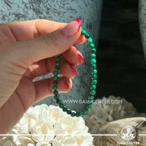 Crystal Bracelet Malachite with Elastic string- made with 4mm gemstone beads. Crystal and Gemstone Jewellery Selection at Gaia Center Crystal Shop in Cyprus. Order crystals online, Cyprus islandwide delivery: Limassol, Larnaca, Paphos, Nicosia. Europe and Worldwide shipping.