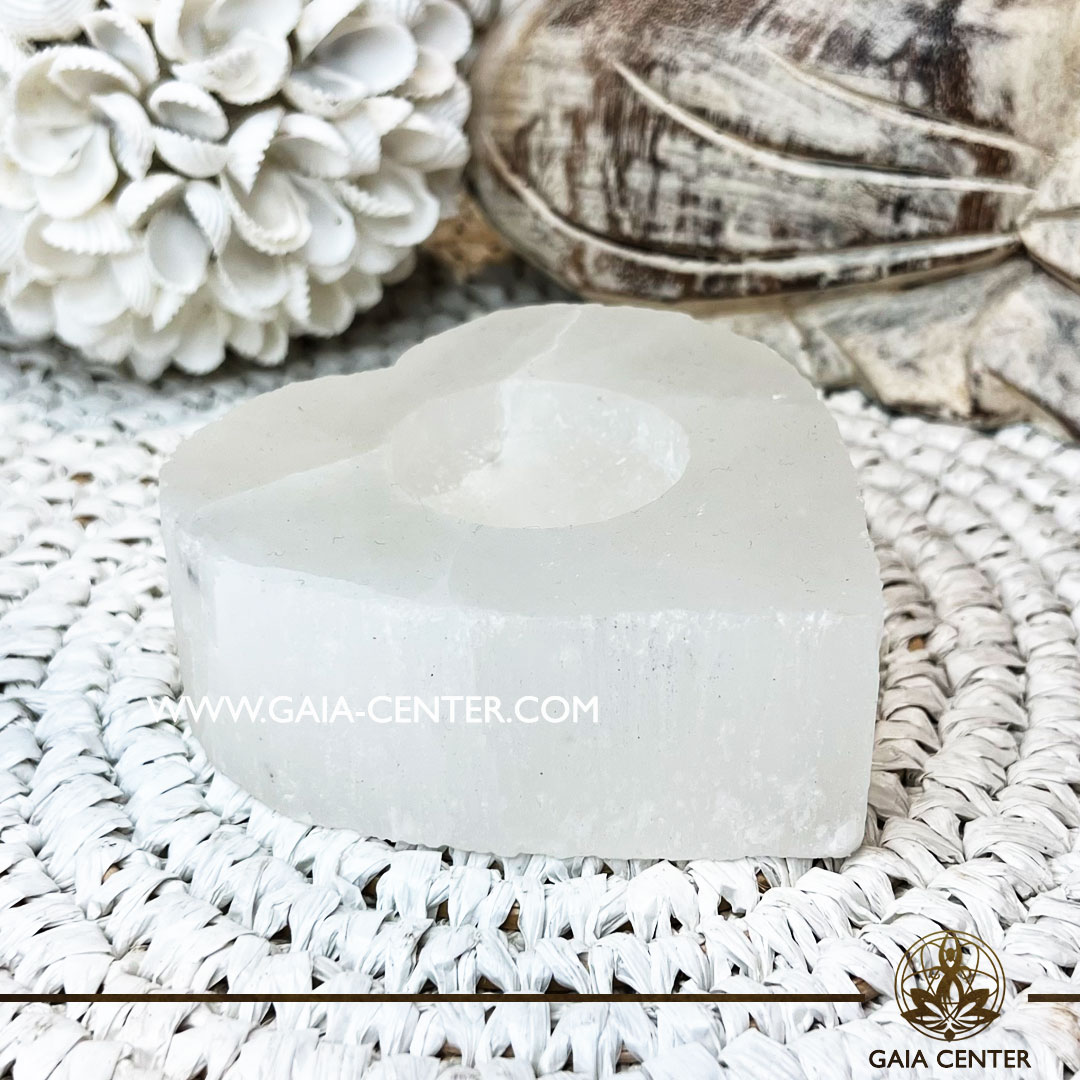 White Selenite crystal Heart Teal Light candle holder from Morocco at Gaia Center crystal shop in Cyprus. Crystal tumbled stones and rough minerals, drusy at Gaia Center crystal shop in Cyprus. Order crystals online top quality crystals, Cyprus islandwide delivery: Limassol, Larnaca, Paphos, Nicosia. Europe and Worldwide shipping.