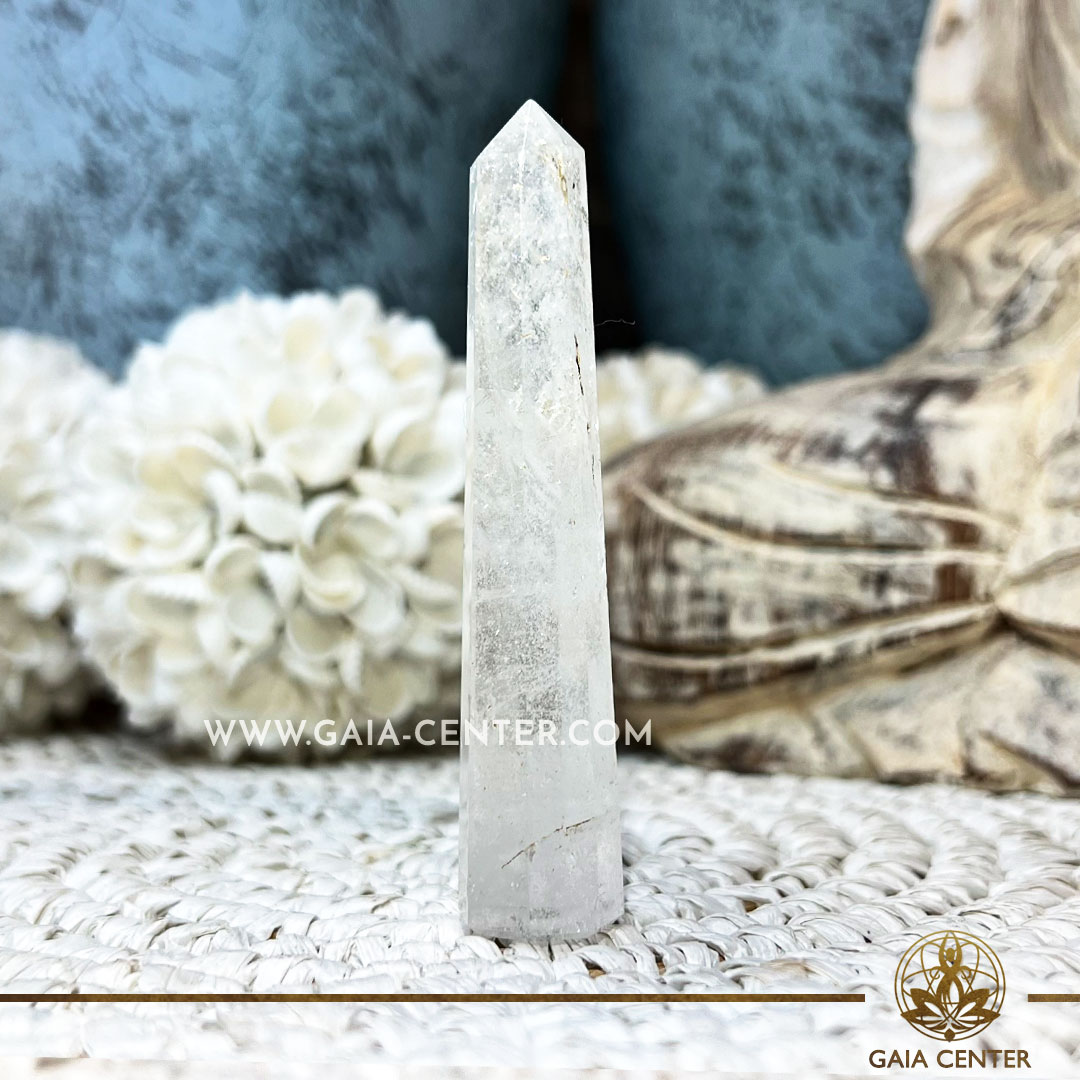Crystal Obelisk polished point tower Clear Crystal Quartz. Crystal points, towers and obelisks selection at Gaia Center in Cyprus. Order online, Cyprus islandwide delivery: Limassol, Larnaca, Paphos, Nicosia. Europe and Worldwide shipping.
