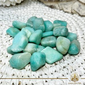 Amazonite or Amazone stone crystal tumbled stones from Brazil approx.30mm size at Gaia Center crystal shop in Cyprus. Crystal tumbled stones and rough minerals, drusy at Gaia Center crystal shop in Cyprus. Order crystals online top quality crystals, Cyprus islandwide delivery: Limassol, Larnaca, Paphos, Nicosia. Europe and Worldwide shipping.