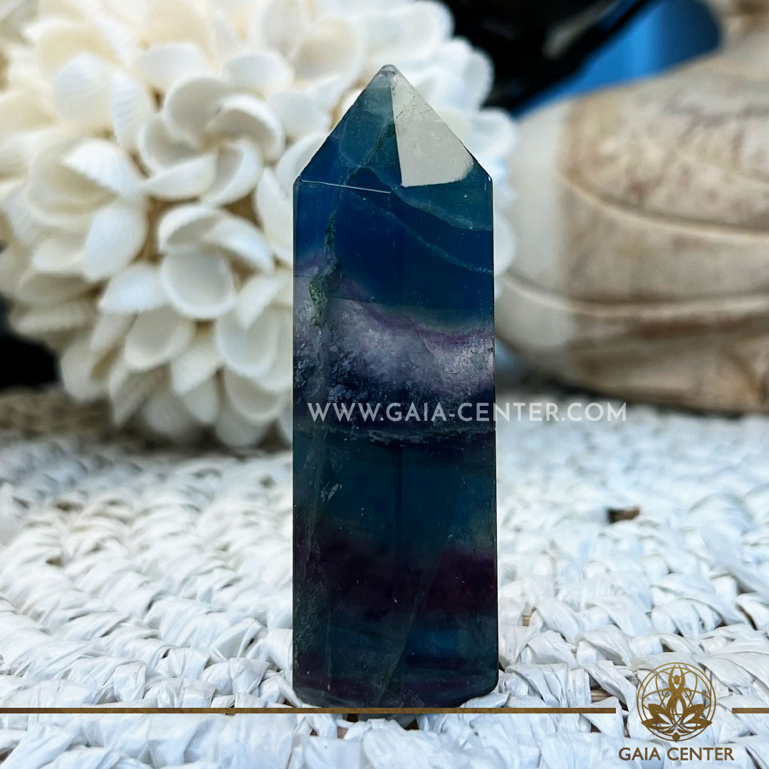 Rainbow Fluorite Crystal Polished Tower point Obelisk from United Kingdom. Crystal points, towers and obelisks selection at Gaia Center Crystal Shop in Cyprus. Order crystals online, Cyprus islandwide delivery: Limassol, Larnaca, Paphos, Nicosia. Europe and Worldwide shipping.