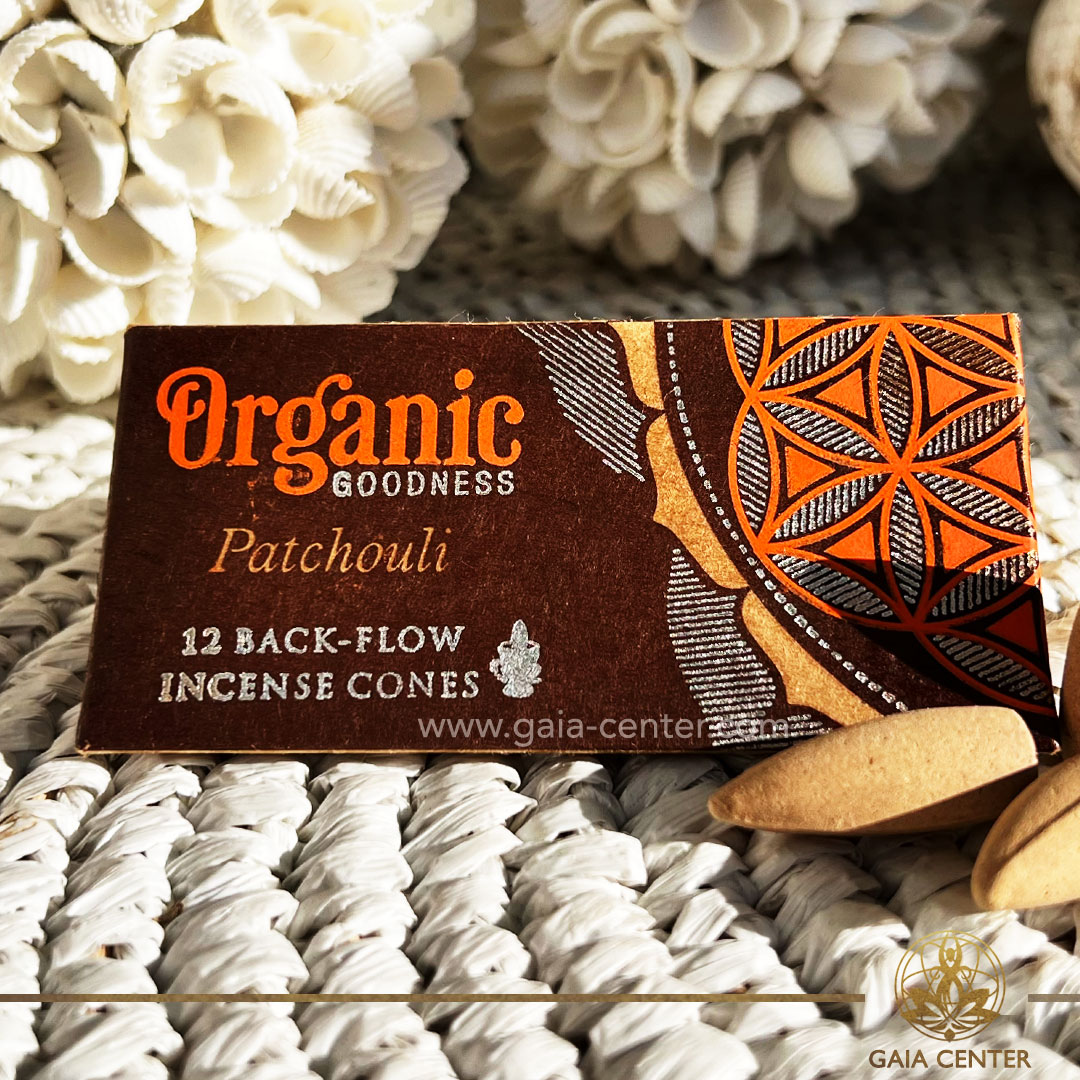 Patchouli Natural Backflow Incense Cones. Backflow incense burners an Backflow dhoop cones selection at Gaia Center | Incense Crystal shop in Cyprus. Order online, Cyprus islandwide delivery: Limassol, Larnaca, Nicosia, Paphos. Europe and worldwide shipping.