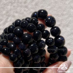 Blue Goldstone crystal bracelet with sparkling navy and gold beads – available in Gaia Center Crystal Shop in Cyprus.