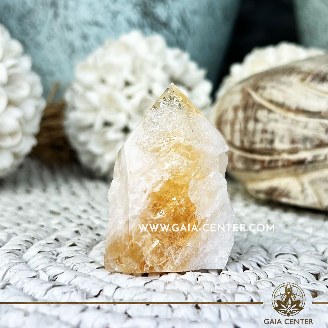 Citrine Crystal natural polished point from Brazil. Crystal points, towers and obelisks selection at Gaia Center in Cyprus. Order online, Cyprus islandwide delivery: Limassol, Larnaca, Paphos, Nicosia. Europe and Worldwide shipping.