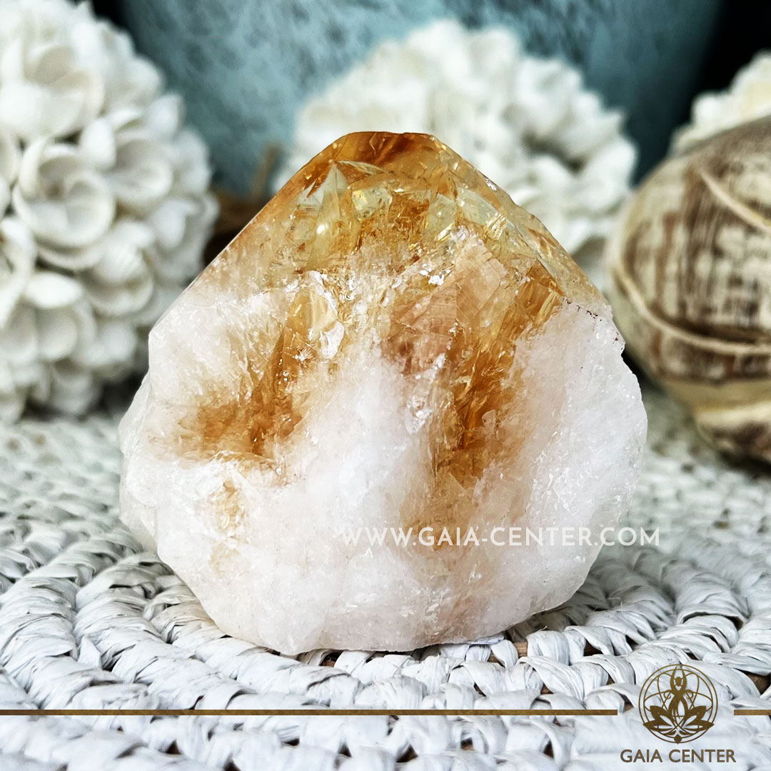 Citrine Crystal natural polished point from Brazil. Crystal points, towers and obelisks selection at Gaia Center in Cyprus. Order online, Cyprus islandwide delivery: Limassol, Larnaca, Paphos, Nicosia. Europe and Worldwide shipping.