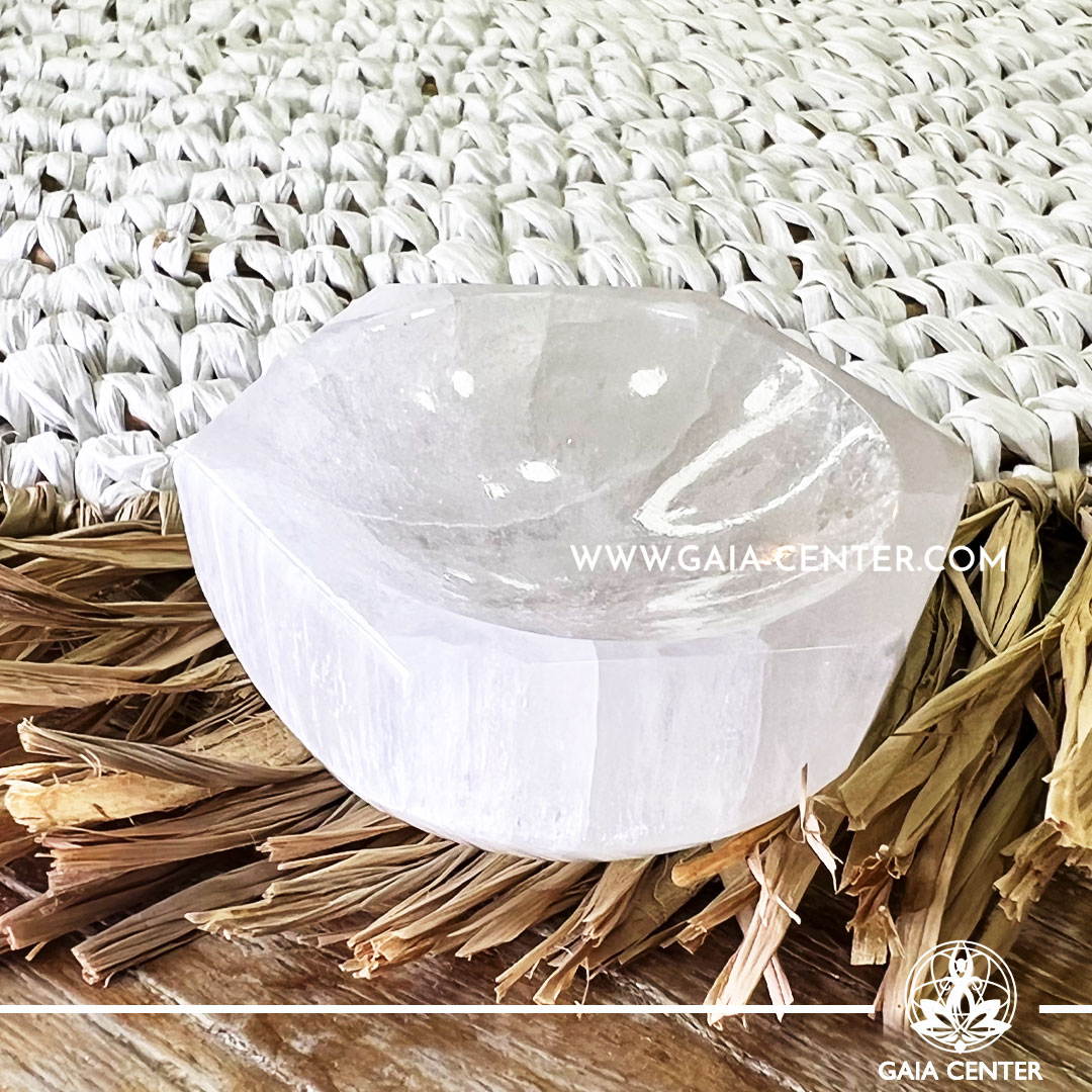 Selenite Crystal Bowl Hexagon |Small 6cm| Crystal points, towers and obelisks selection at Gaia Center Crystal shop in Cyprus. Order crystals online, Cyprus islandwide delivery: Limassol, Larnaca, Paphos, Nicosia. Europe and Worldwide shipping.