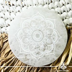 Selenite Charging Plate Mandala |10cm| Crystal points, towers and obelisks selection at Gaia Center Crystal shop in Cyprus. Order crystals online, Cyprus islandwide delivery: Limassol, Larnaca, Paphos, Nicosia. Europe and Worldwide shipping.