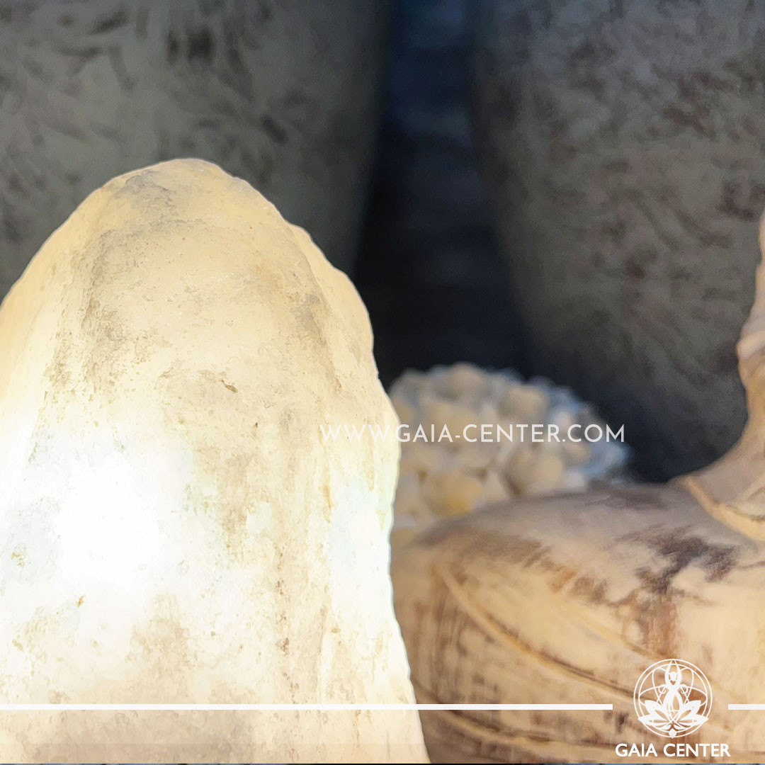 Salt Lamp White Rock |1.5-2kg| at Gaia Center | Crystal Shop in Cyprus. Salt and Selenite crystal lamps selection. Order online: Cyprus islandwide delivery: Limassol, Nicosia, Paphos, Larnaca. Europe and worldwide shipping.