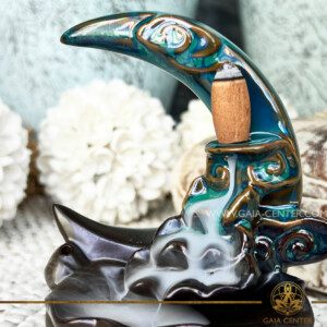 Backflow Incense Burner - Moon aroma Waterfall incense fountain ceramic. Backflow incense burners an Backflow dhoop cones selection at Gaia Center | Incense Aroma shop in Cyprus.