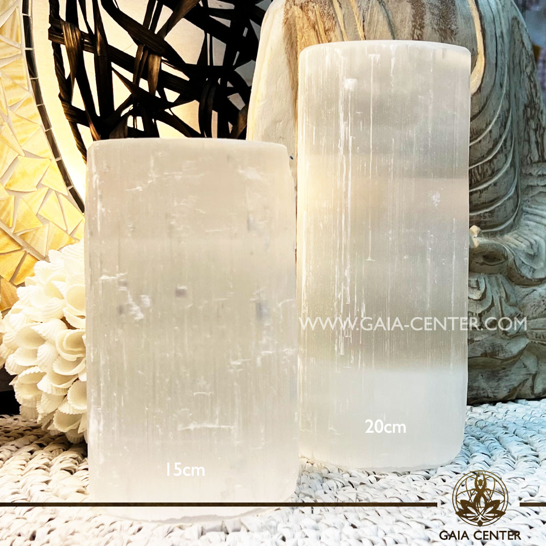 Selenite Divine Cylinder Candle Holders at Gaia Center Crystal shop in Cyprus. Crystal and Gemstone Jewellery Selection at Gaia Center in Cyprus. Order online, Cyprus islandwide delivery: Limassol, Larnaca, Paphos, Nicosia. Europe and Worldwide shipping.