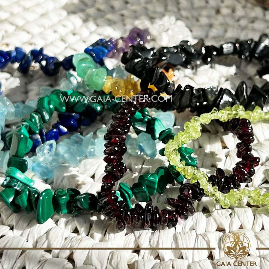 Crystal Bracelets mix |Fine Crystal Chips| at Gaia Center Crystal shop in Cyprus. Crystal and Gemstone Jewellery Selection at Gaia Center in Cyprus. Order online, Cyprus islandwide delivery: Limassol, Larnaca, Paphos, Nicosia. Europe and Worldwide shipping.