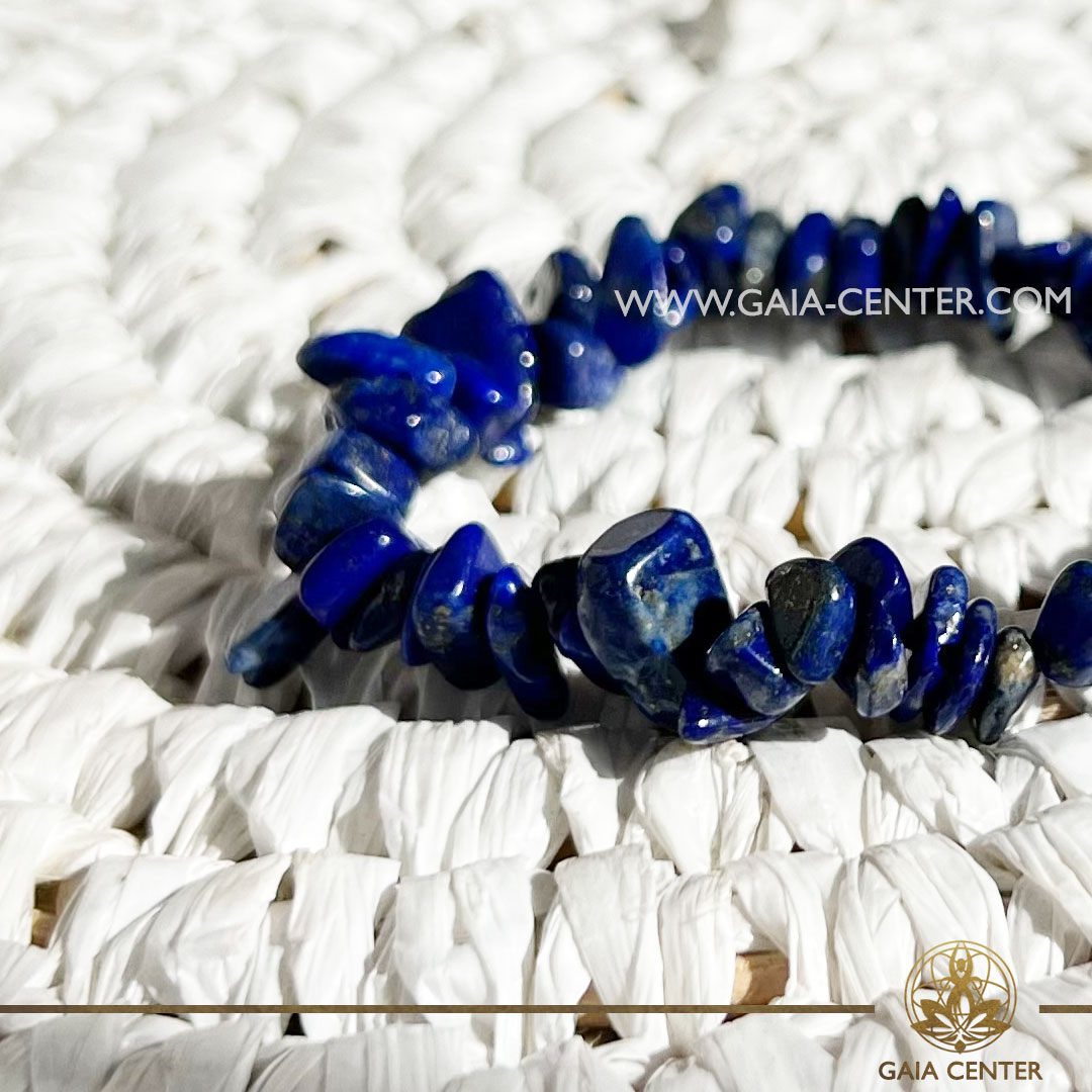 Blue Lapis Lazuli Crystal Bracelet |Fine Crystal Chips| at Gaia Center Crystal shop in Cyprus. Crystal and Gemstone Jewellery Selection at Gaia Center in Cyprus. Order online, Cyprus islandwide delivery: Limassol, Larnaca, Paphos, Nicosia. Europe and Worldwide shipping.