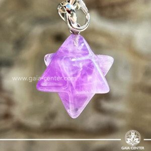 Amethyst Quartz Merkaba Crystal Pendant |Sterling Silver Bail| at Gaia Center Crystal shop in Cyprus. Crystal and Gemstone Jewellery Selection at Gaia Center in Cyprus. Order online, Cyprus islandwide delivery: Limassol, Larnaca, Paphos, Nicosia. Europe and Worldwide shipping.