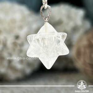 Clear Quartz Merkaba Crystal Pendant |Sterling Silver Bail| at Gaia Center Crystal shop in Cyprus. Crystal and Gemstone Jewellery Selection at Gaia Center in Cyprus. Order online, Cyprus islandwide delivery: Limassol, Larnaca, Paphos, Nicosia. Europe and Worldwide shipping.