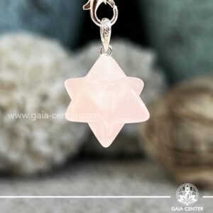 Rose Quartz Merkaba Crystal Pendant |Sterling Silver Bail| at Gaia Center Crystal shop in Cyprus. Crystal and Gemstone Jewellery Selection at Gaia Center in Cyprus. Order online, Cyprus islandwide delivery: Limassol, Larnaca, Paphos, Nicosia. Europe and Worldwide shipping.