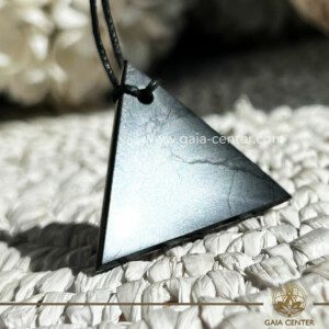 Shungite Triangle Pendant at Gaia Center Crystal shop in Cyprus. Crystal and Gemstone Jewellery Selection at Gaia Center in Cyprus. Order online, Cyprus islandwide delivery: Limassol, Larnaca, Paphos, Nicosia. Europe and Worldwide shipping.