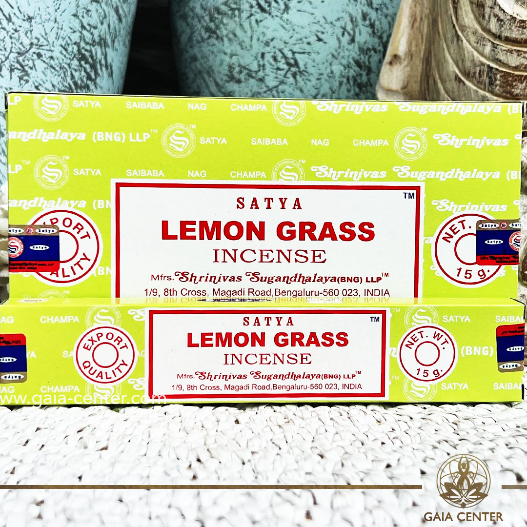 Natural Aroma Incense Sticks Lemon Grass by Satya. 15g incense sticks in a pack. Order online at Gaia Center | Aroma Incense Shop in Cyprus. Cyprus islandwide delivery: Limassol, Nicosia, Larnaca, Paphos. Europe & Worldwide delivery.
