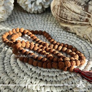 Rudraksha Mala 108 beads with string. Crystal and Gemstone Jewellery Selection at Gaia Center Crystal Shop in Cyprus. Order online, Cyprus islandwide delivery: Limassol, Larnaca, Paphos, Nicosia. Europe and Worldwide shipping.
