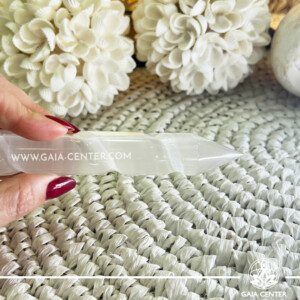 Selenite Spiral Crystal Healing Wand Point at Gaia Center Crystal shop in Cyprus. Crystal and Gemstone Jewellery Selection at Gaia Center in Cyprus. Order online, Cyprus islandwide delivery: Limassol, Larnaca, Paphos, Nicosia. Europe and Worldwide shipping.