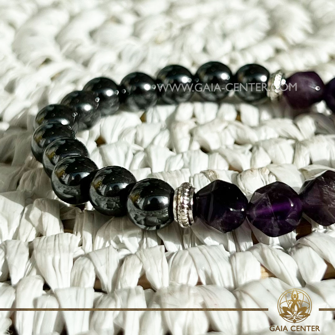 Gemstone Bracelet - Magnetic Amethyst at Gaia Center Crystal shop in Cyprus. Crystal and Gemstone Jewellery Selection at Gaia Center in Cyprus. Order online, Cyprus islandwide delivery: Limassol, Larnaca, Paphos, Nicosia. Europe and Worldwide shipping.