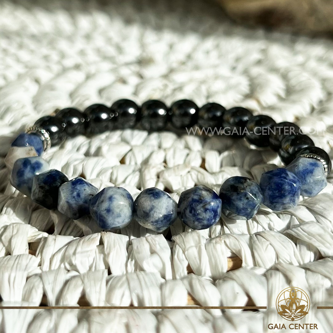 Gemstone Bracelet - Magnetic Blue Sodalite at Gaia Center Crystal shop in Cyprus. Crystal and Gemstone Jewellery Selection at Gaia Center in Cyprus. Order online, Cyprus islandwide delivery: Limassol, Larnaca, Paphos, Nicosia. Europe and Worldwide shipping.
