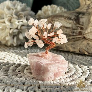 Gemstone Tree with Crystal Base - Rose Quartz |mini size| at Gaia Center crystal shop in Cyprus. Crystal tumbled stones and rough minerals, drusy at Gaia Center crystal shop in Cyprus. Order crystals online top quality crystals, Cyprus islandwide delivery: Limassol, Larnaca, Paphos, Nicosia. Europe and Worldwide shipping.